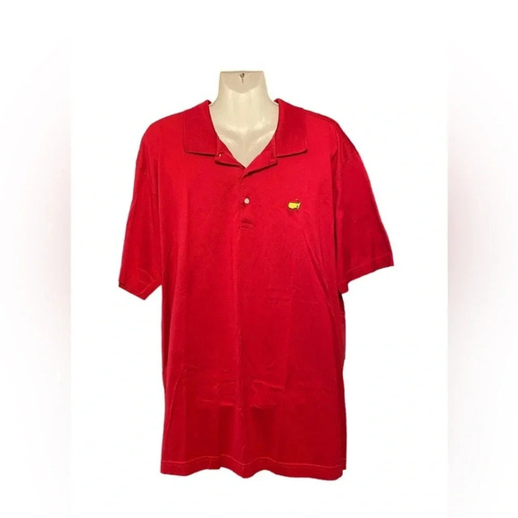 Men’s Amen Corner The Master’s Short Sleeve Pima Cotton Polo in Red - Picture 2 of 4